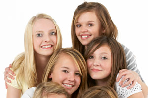 Young girls with friends